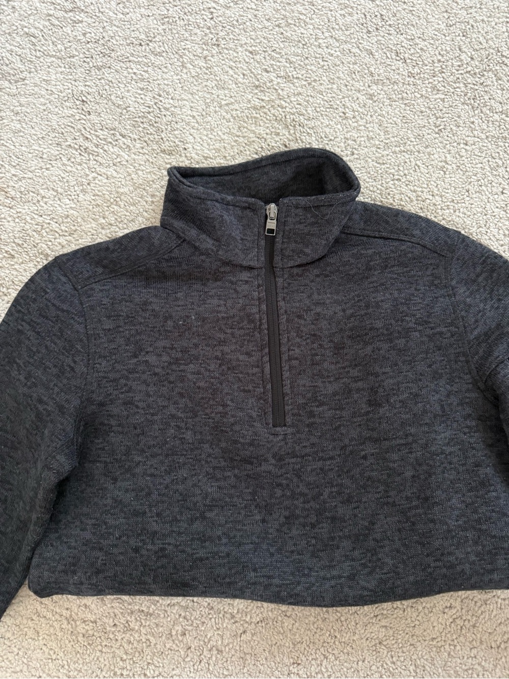 Lands' End Men's Half-Zip Sweater in Dark Heather Black